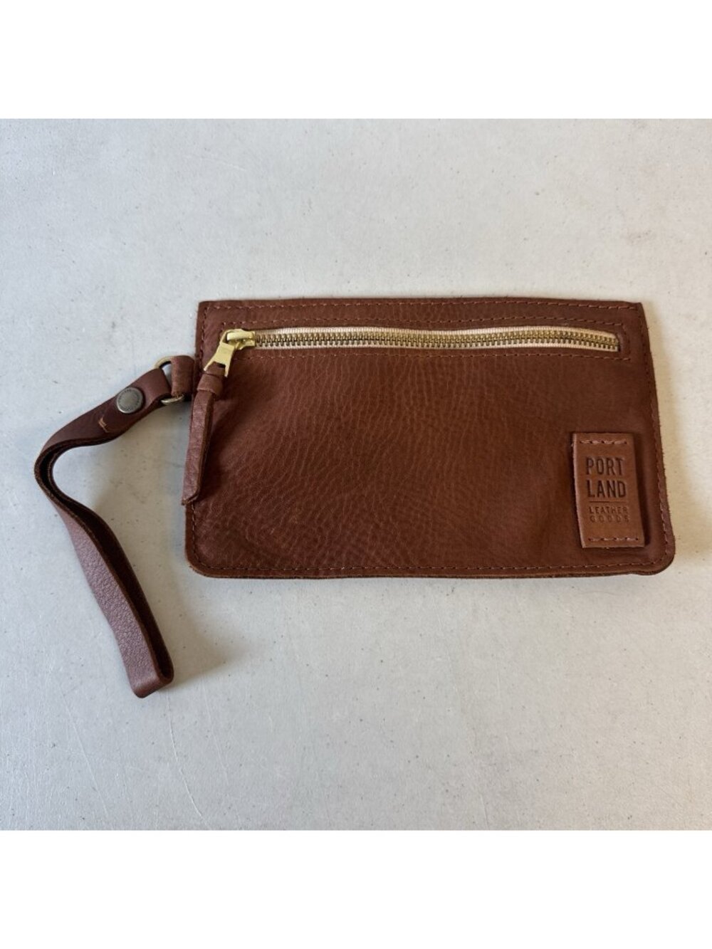 Portland Leather Goods Adriana Zipper Pouch Wristlet Brown